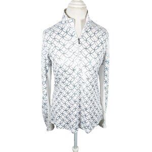 San Soleil UPF 50 Golf Top White w/Shimmer Print 1/4 Zip Active L/S Size S